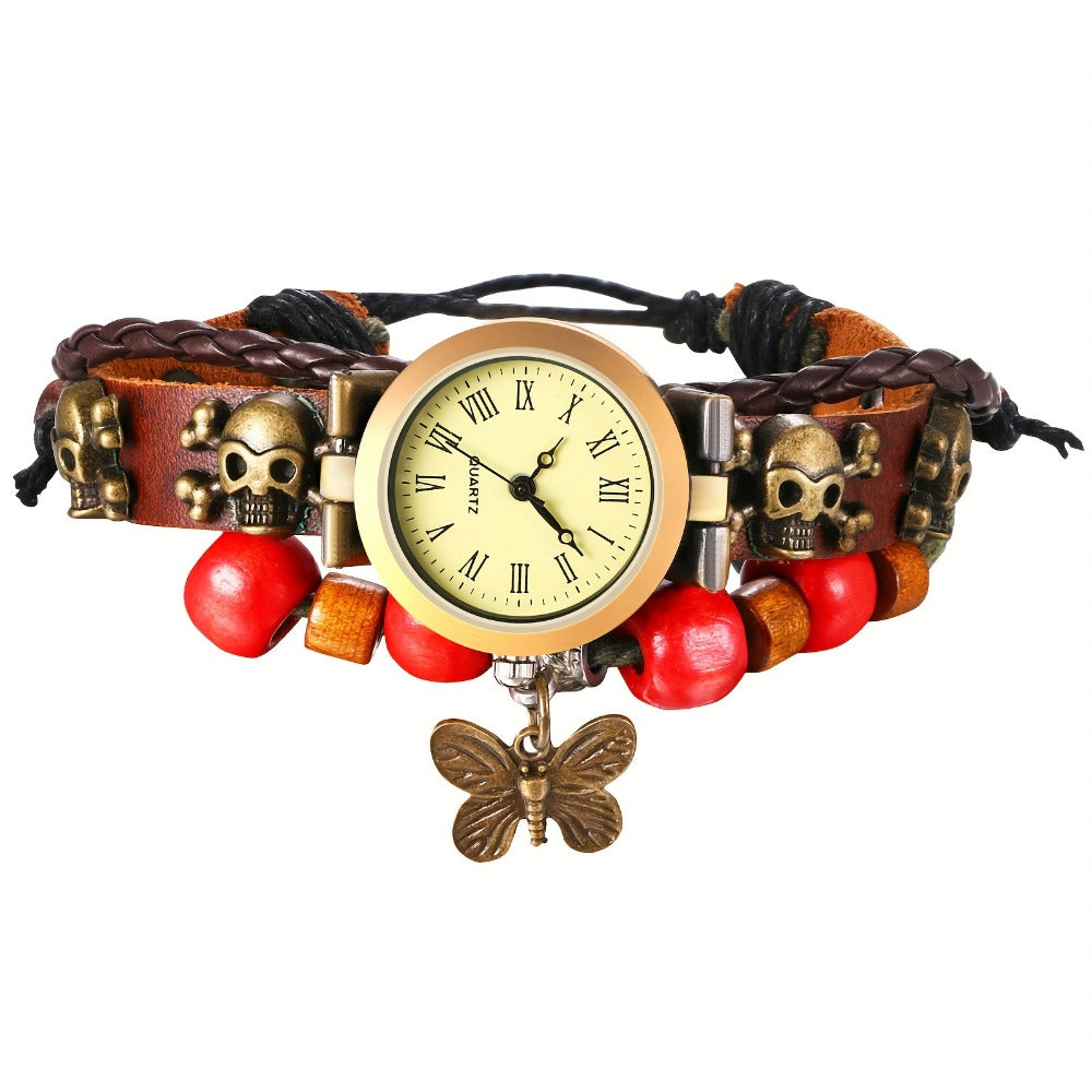Women's Quartz Watch - Bracelet Vintage Ethnic Analog Faux Leather Cord Multi-Layer Wrap with - product detail view 11