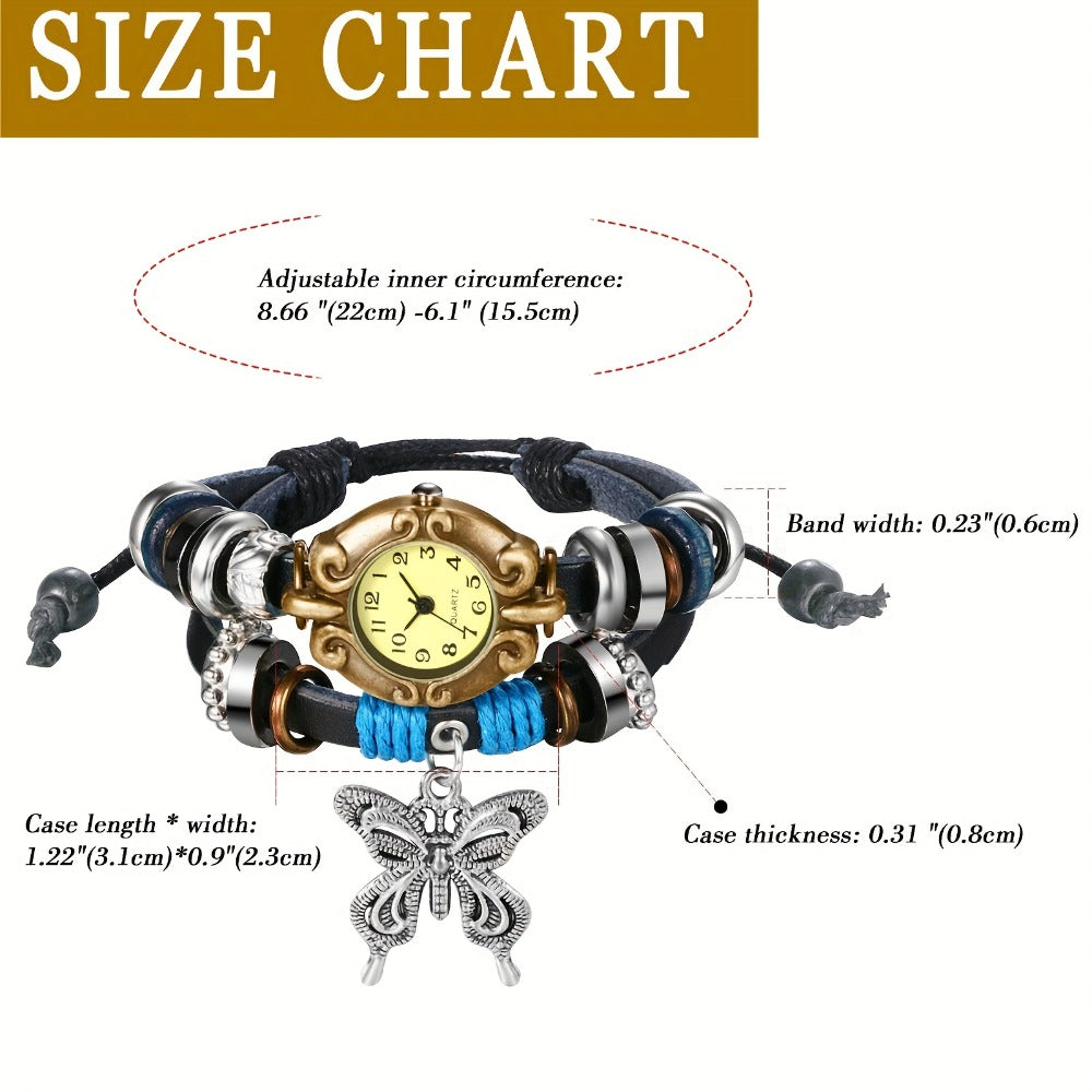 Women's Quartz Watch - Bracelet Vintage Ethnic Analog Faux Leather Cord Multi-Layer Wrap with - product detail view 13