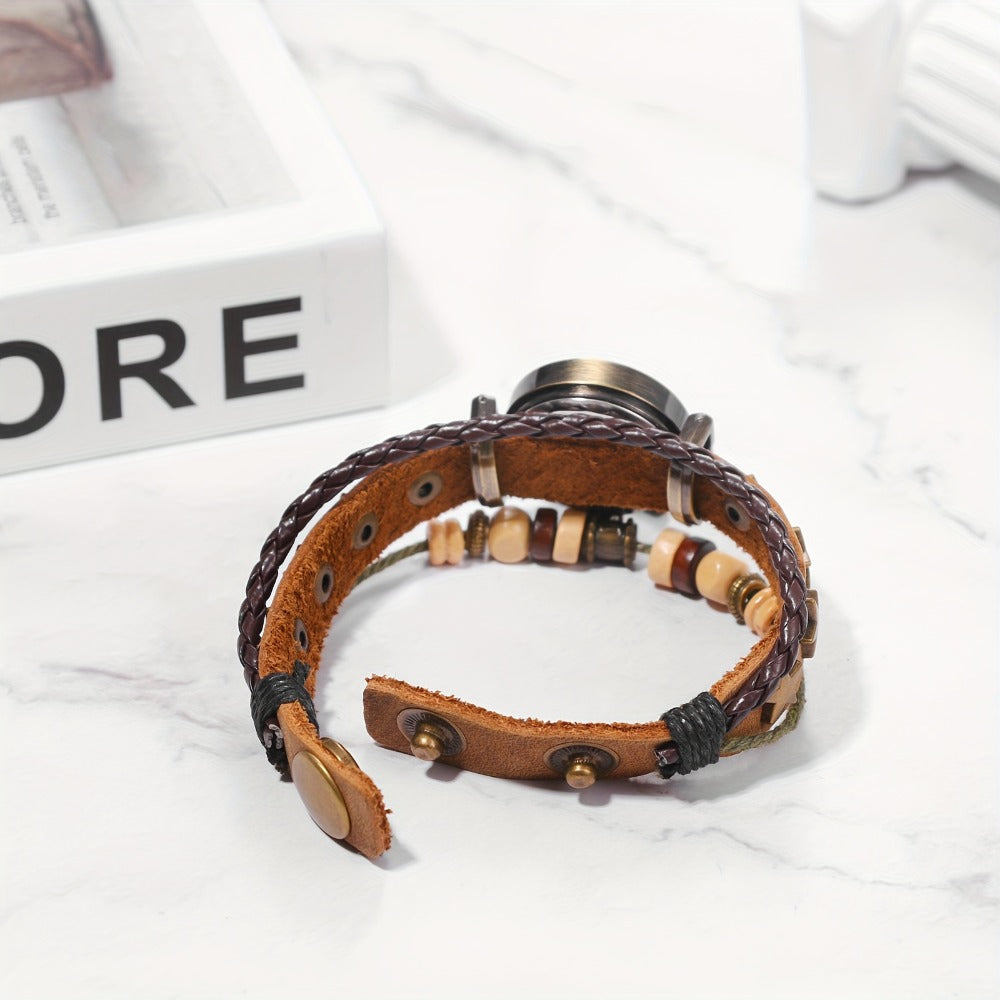 Women's Quartz Watch - Bracelet Vintage Ethnic Analog Faux Leather Cord Multi-Layer Wrap with - product detail view 16