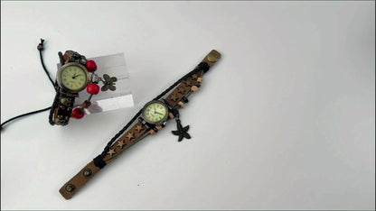 Women's Quartz Watch - Bracelet Vintage Ethnic Analog Faux Leather Cord Multi-Layer Wrap with - product detail view 17