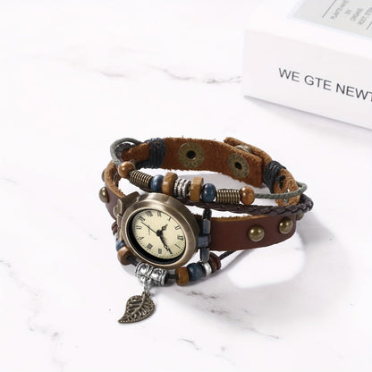 Women's Quartz Watch - Bracelet Vintage Ethnic Analog Faux Leather Cord Multi-Layer Wrap with - product detail view 19