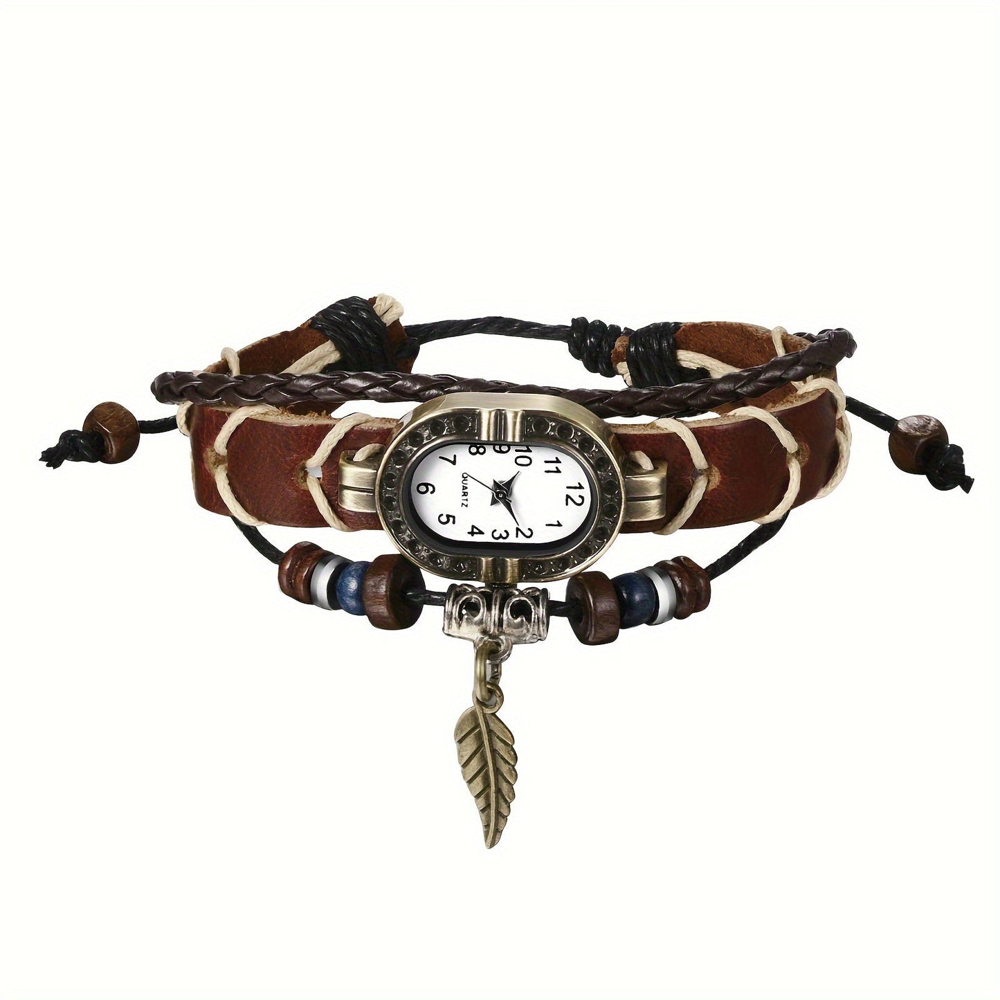 Women's Quartz Watch - Bracelet Vintage Ethnic Analog Faux Leather Cord Multi-Layer Wrap with - product detail view 23