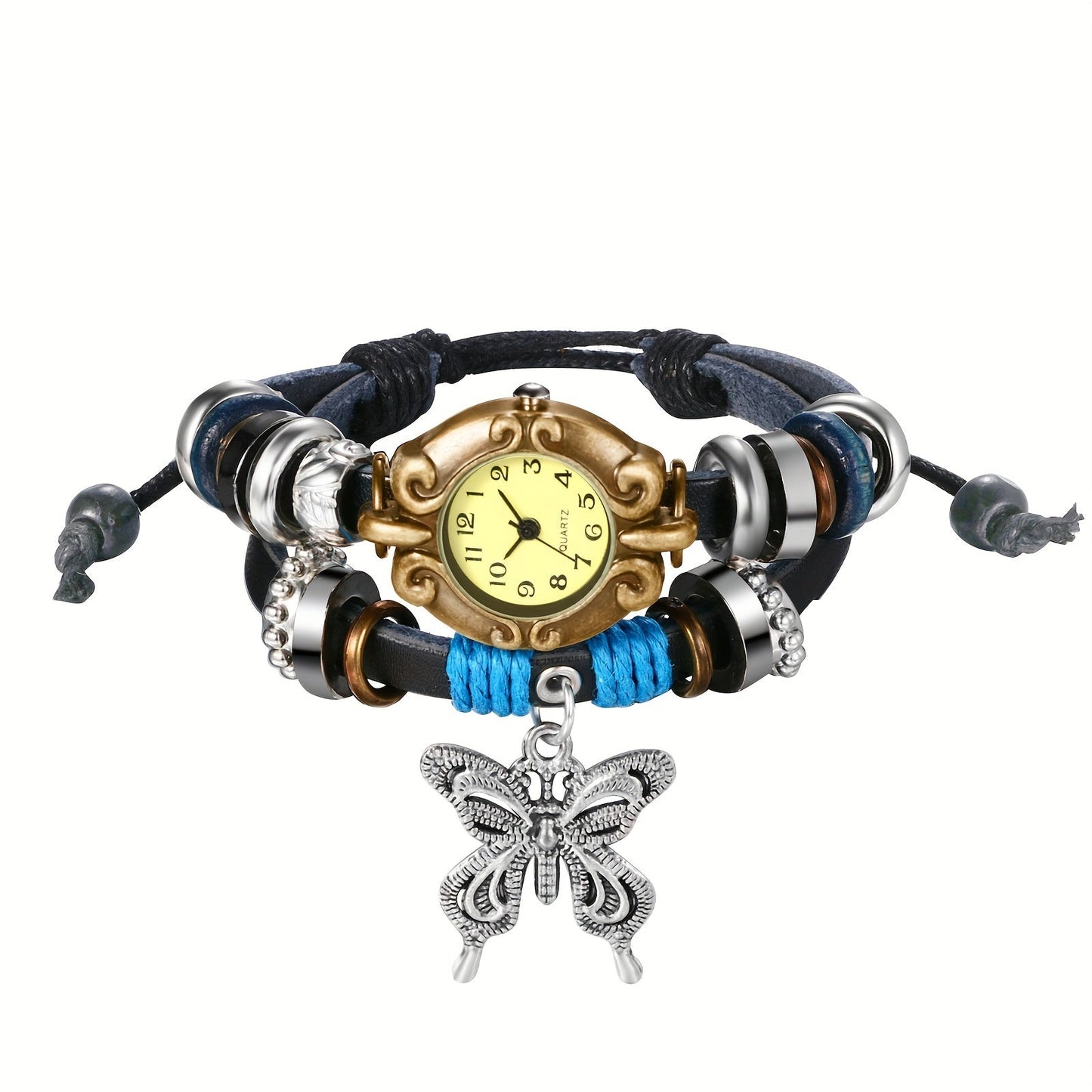 Women's Quartz Watch - Bracelet Vintage Ethnic Analog Faux Leather Cord Multi-Layer Wrap with - product detail view 24