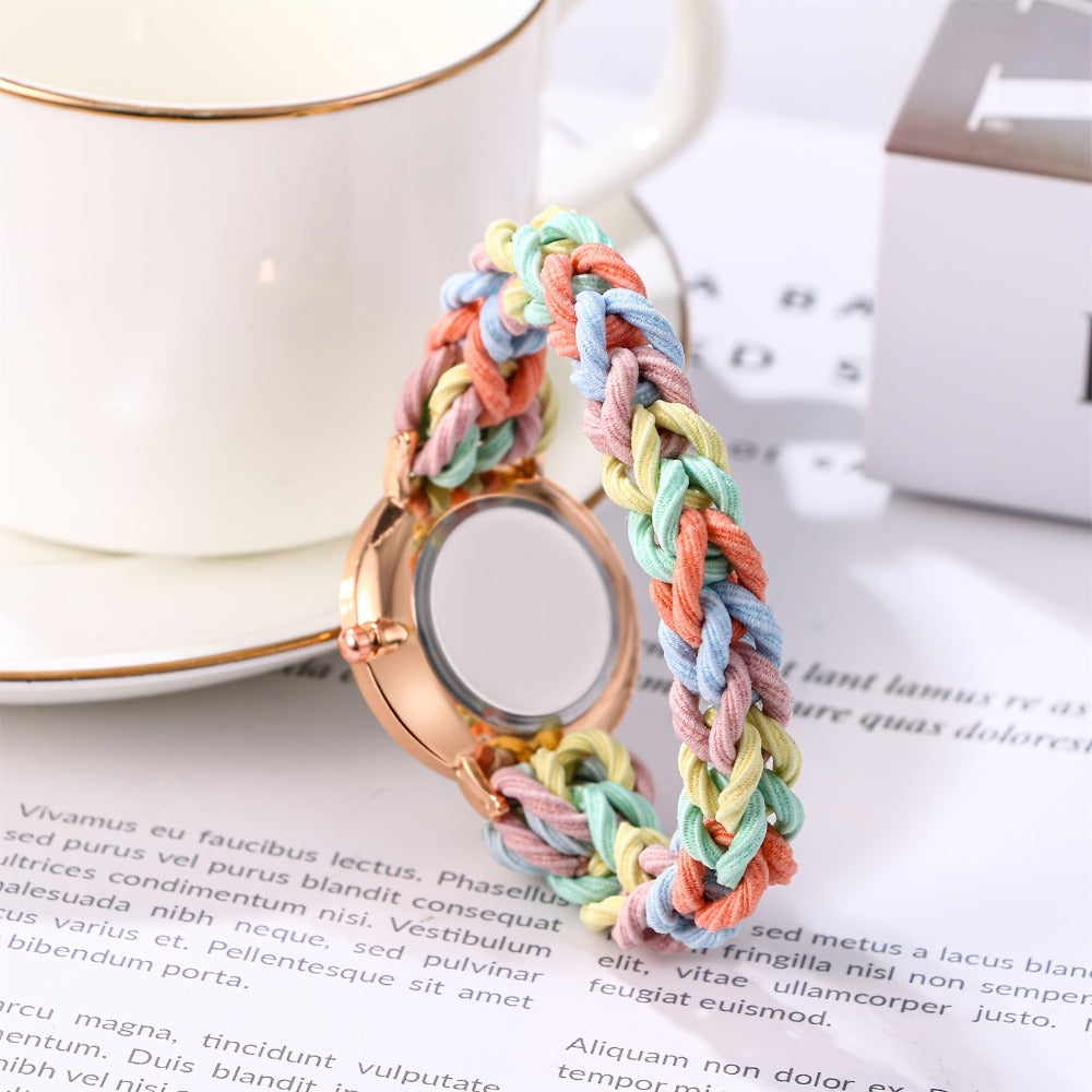 Women's Quartz Watch - Braided Cord for Girls Boho Colorful Gradient Friendship Bracelet - product detail view 3