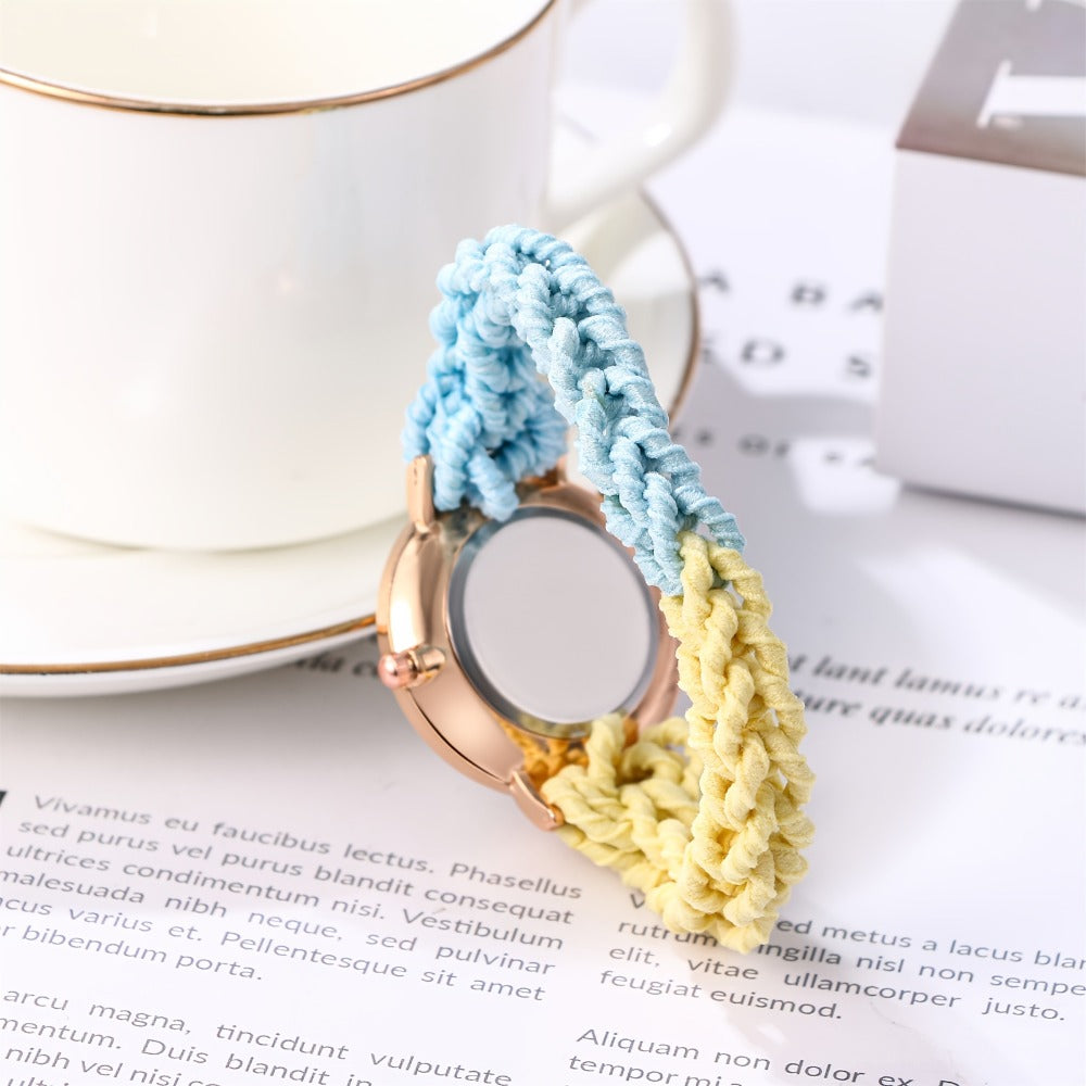 Women's Quartz Watch - Braided Cord for Girls Boho Colorful Gradient Friendship Bracelet - product detail view 5