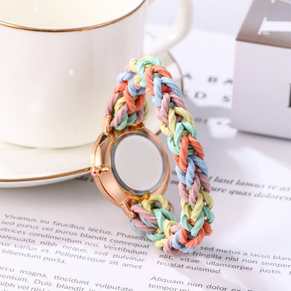Women's Quartz Watch - Braided Cord for Girls Boho Colorful Gradient Friendship Bracelet - product detail view 17