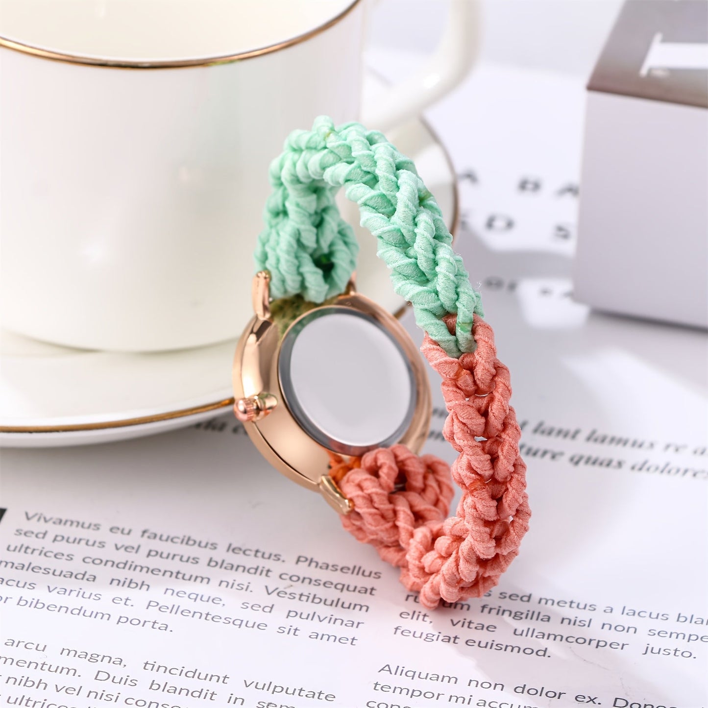 Women's Quartz Watch - Braided Cord for Girls Boho Colorful Gradient Friendship Bracelet - product detail view 21