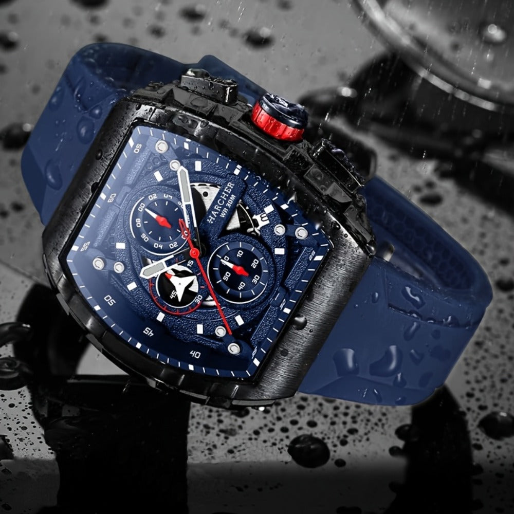 Men's Quartz Watch - Chronograph for Luxury Tonneau Sport Wristwatch Luminous Waterproof Racing - product detail view 9