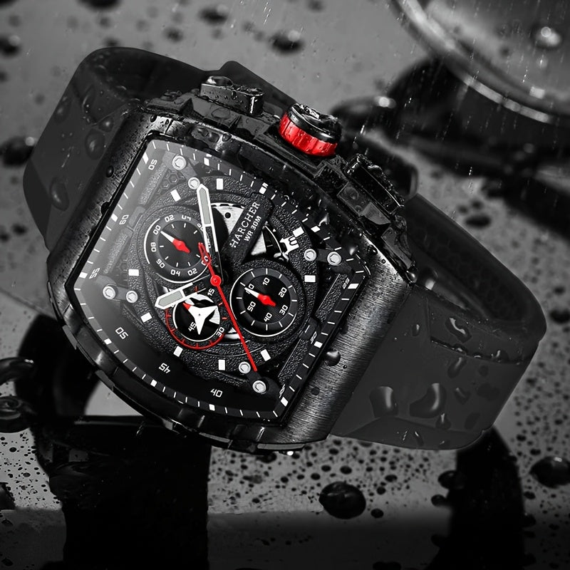 Men's Quartz Watch - Chronograph for Luxury Tonneau Sport Wristwatch Luminous Waterproof Racing - product detail view 13