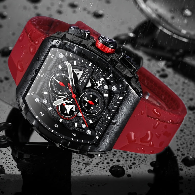 Men's Quartz Watch - Chronograph for Luxury Tonneau Sport Wristwatch Luminous Waterproof Racing - product detail view 14