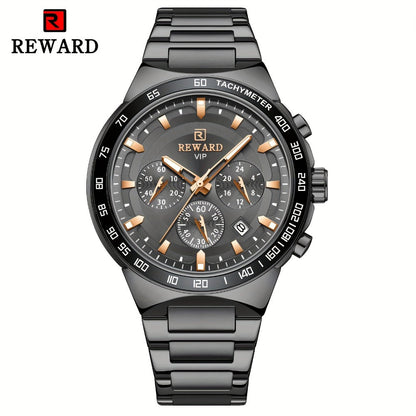 Men's Quartz Watch - Chronograph Sport REWARD VIP Luminous Stainless Steel Wristwatch Ice Blue - product detail view 7
