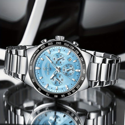 Men's Quartz Watch - Chronograph Sport REWARD VIP Luminous Stainless Steel Wristwatch Ice Blue - product detail view 15