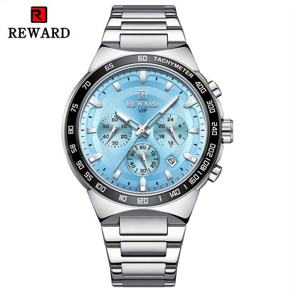 Men's Quartz Watch - Chronograph Sport REWARD VIP Luminous Stainless Steel Wristwatch Ice Blue - product detail view 24