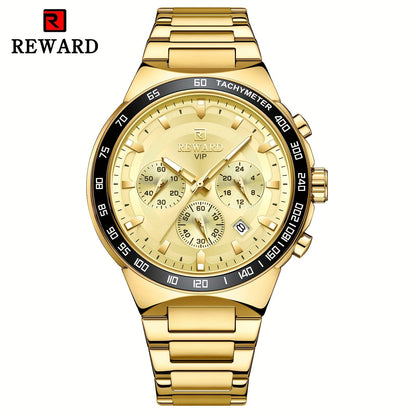 Men's Quartz Watch - Chronograph Sport REWARD VIP Luminous Stainless Steel Wristwatch Ice Blue - product detail view 26