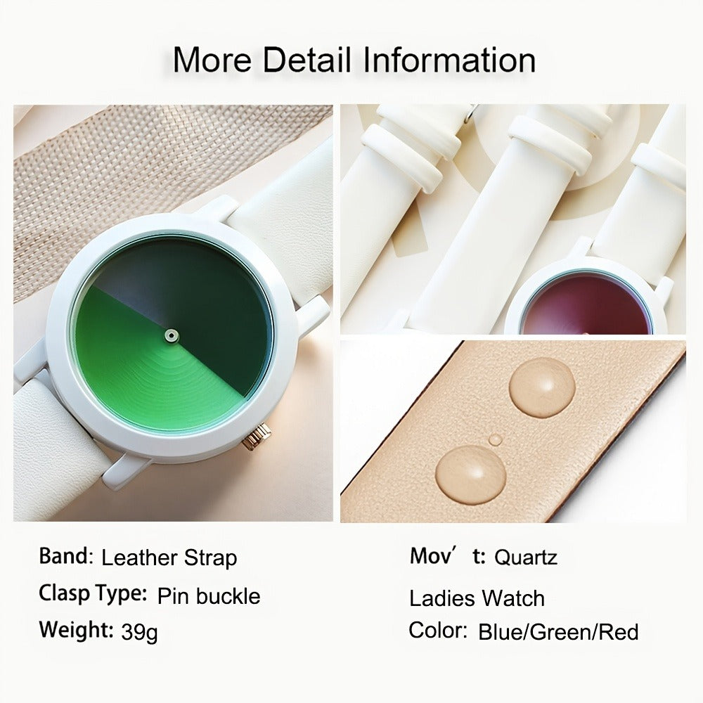 Women's Quartz Watch - Color Changing for Glamorous Shifting Color Display PU Leather Strap - product detail view 11