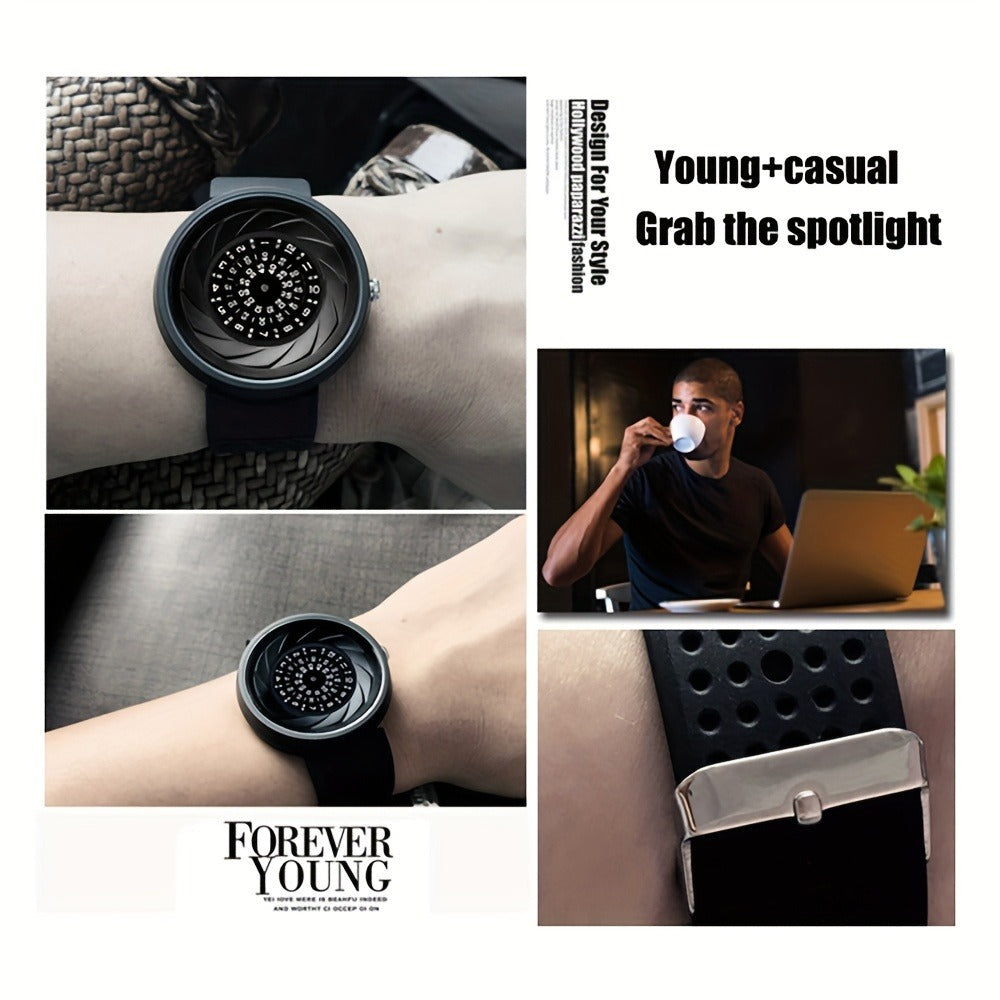 Men's Quartz Watch - Concept Password Dial for Unique Fashion Wristwatch with Extra Strap & - product detail view 12