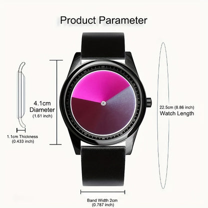 Men's Quartz Watch - Gradient Color Unisex Creative Unique Dial Wristwatch Women Blue Red Green - product detail view 6