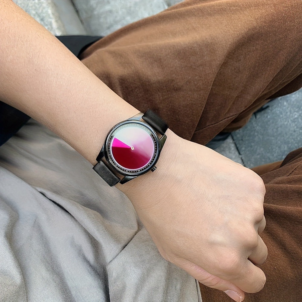 Men's Quartz Watch - Gradient Color Unisex Creative Unique Dial Wristwatch Women Blue Red Green - product detail view 8