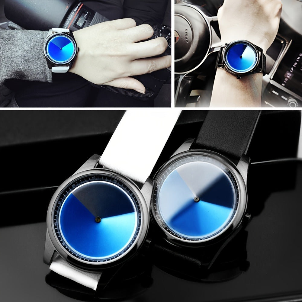 Men's Quartz Watch - Gradient Color Unisex Creative Unique Dial Wristwatch Women Blue Red Green - product detail view 13