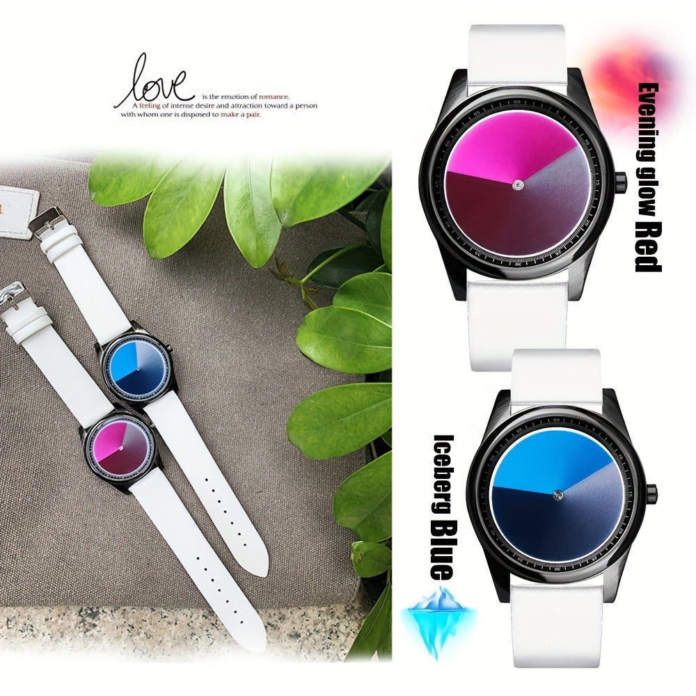 Men's Quartz Watch - Gradient Color Unisex Creative Unique Dial Wristwatch Women Blue Red Green - product detail view 16