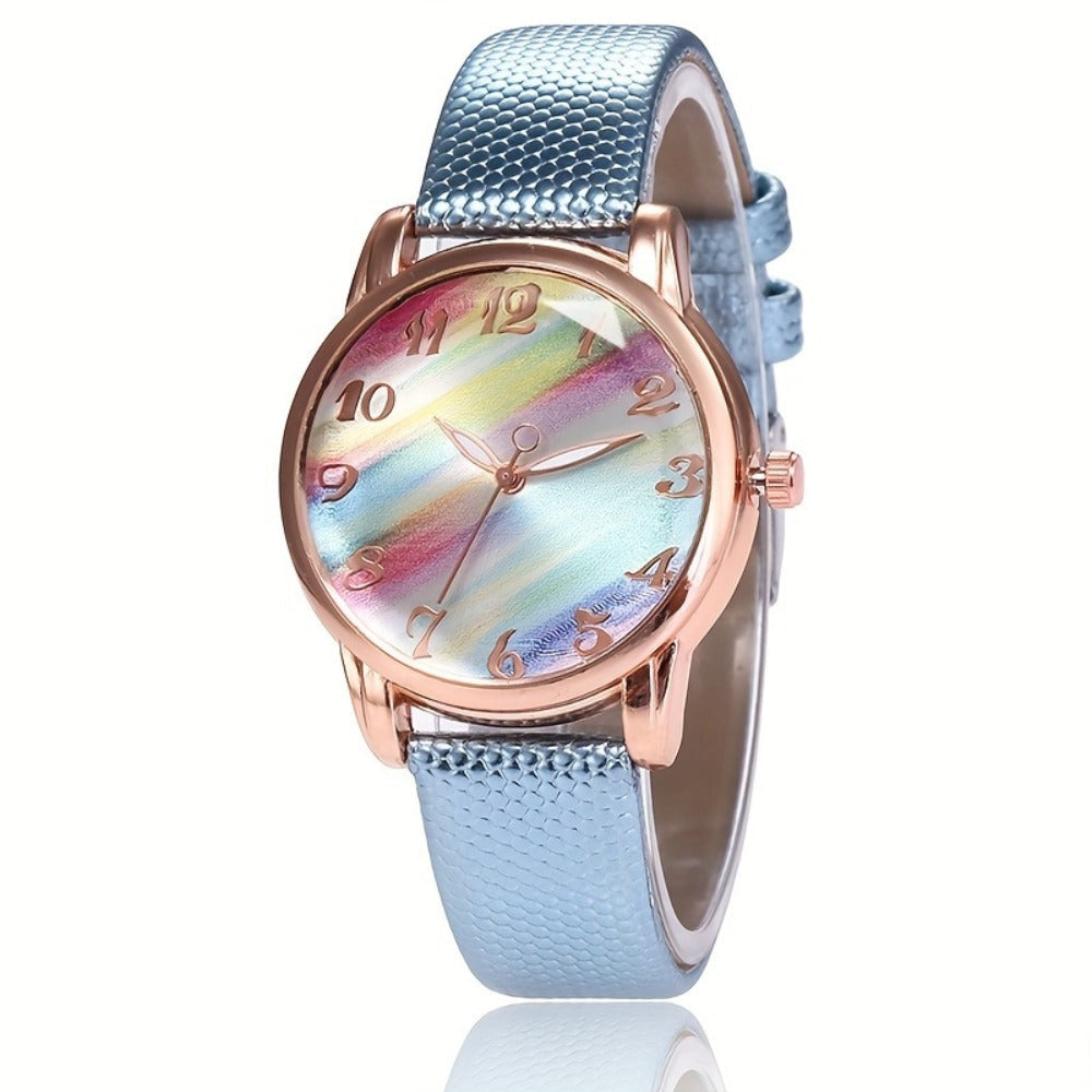 Women's Quartz Watch - Graphic Color for Girls Cute Fashion Analog Wristwatch with Colorful - product detail view 5