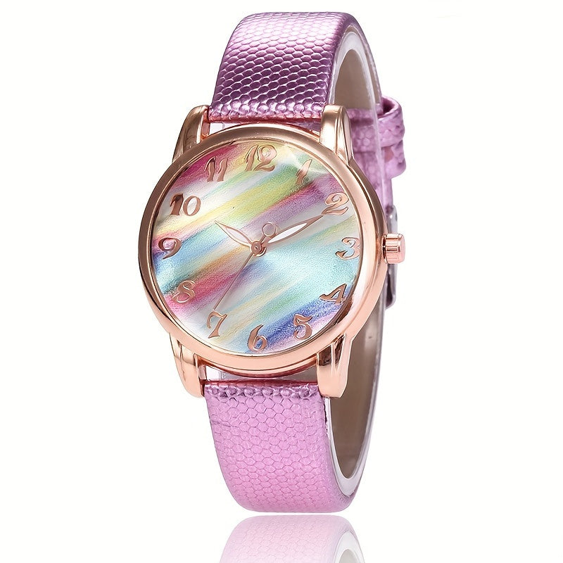 Women's Quartz Watch - Graphic Color for Girls Cute Fashion Analog Wristwatch with Colorful - product detail view 10