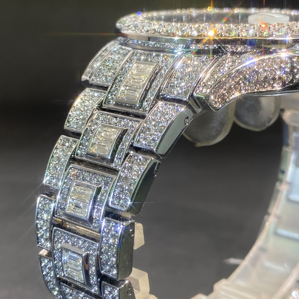 Men's Quartz Watch - Iced Out Rhinestone for & Women Hip Hop Luxury Bling Wristwatch - product detail view 5
