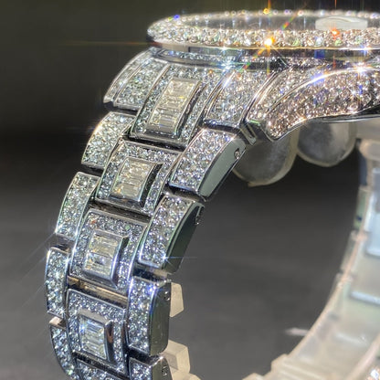Men's Quartz Watch - Iced Out Rhinestone for & Women Hip Hop Luxury Bling Wristwatch - product detail view 5