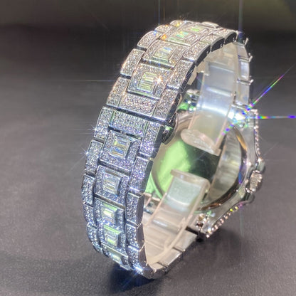 Men's Quartz Watch - Iced Out Rhinestone for & Women Hip Hop Luxury Bling Wristwatch - product detail view 6