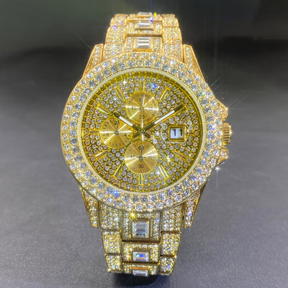 Men's Quartz Watch - Iced Out Rhinestone for & Women Hip Hop Luxury Bling Wristwatch - product detail view 12