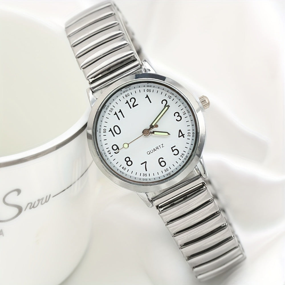 Women's Quartz Watch - Luminous 's with Elastic Band Adjustable Wristwatch, Glow in Dark Dial - product detail view 3
