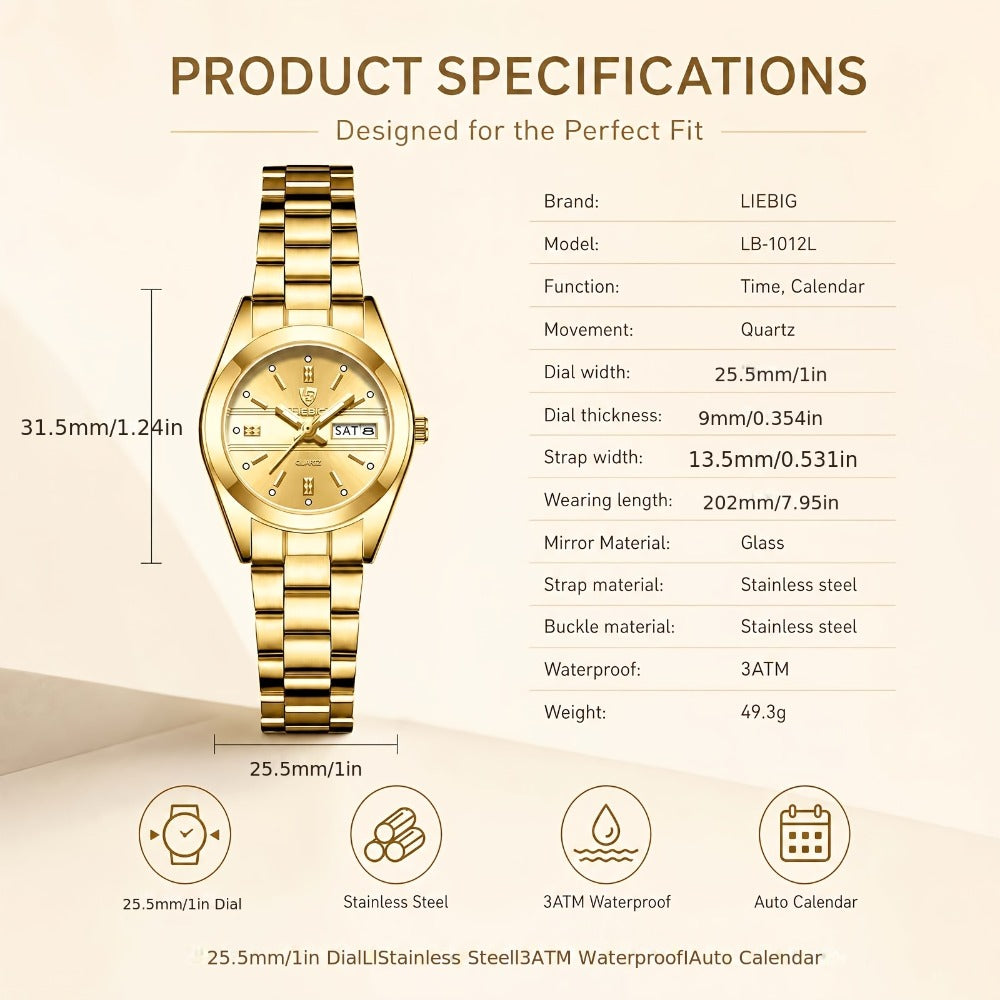 Women's Quartz Watch - Luxury 's Japan Movement Luminous Hands Stainless Steel Band - Elegant - product detail view 2
