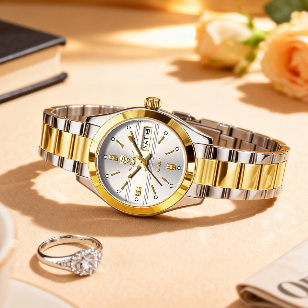 Women's Quartz Watch - Luxury 's Japan Movement Luminous Hands Stainless Steel Band - Elegant - product detail view 10