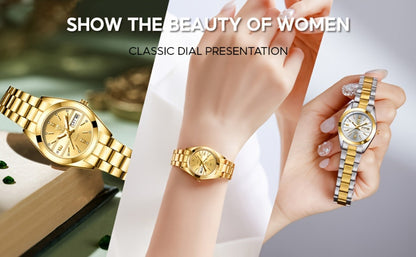 Women's Quartz Watch - Luxury 's Japan Movement Luminous Hands Stainless Steel Band - Elegant - product detail view 15