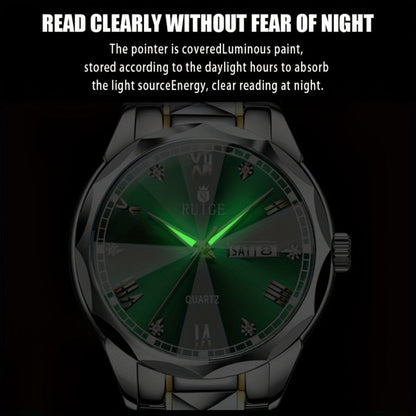 Men's Quartz Watch - Luxury Sports Stainless Steel Luminous Calendar Day Display Wristwatch - product detail view 6