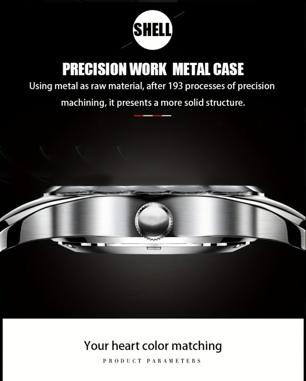 Men's Quartz Watch - Luxury Sports Stainless Steel Luminous Calendar Day Display Wristwatch - product detail view 14