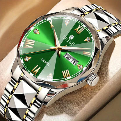 Men's Quartz Watch - Luxury Sports Stainless Steel Luminous Calendar Day Display Wristwatch - product detail view 21
