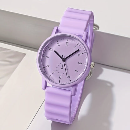 Women's Quartz Watch - Macaron Color Silicone Cute Casual Round Analog Fashion Wrist for Girls - product detail view 2