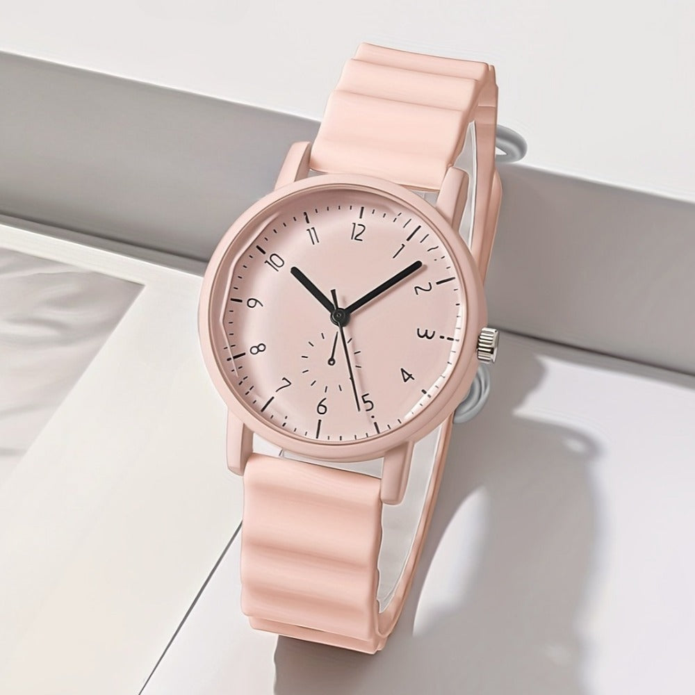 Women's Quartz Watch - Macaron Color Silicone Cute Casual Round Analog Fashion Wrist for Girls - product detail view 3