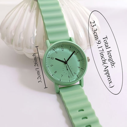Women's Quartz Watch - Macaron Color Silicone Cute Casual Round Analog Fashion Wrist for Girls - product detail view 5