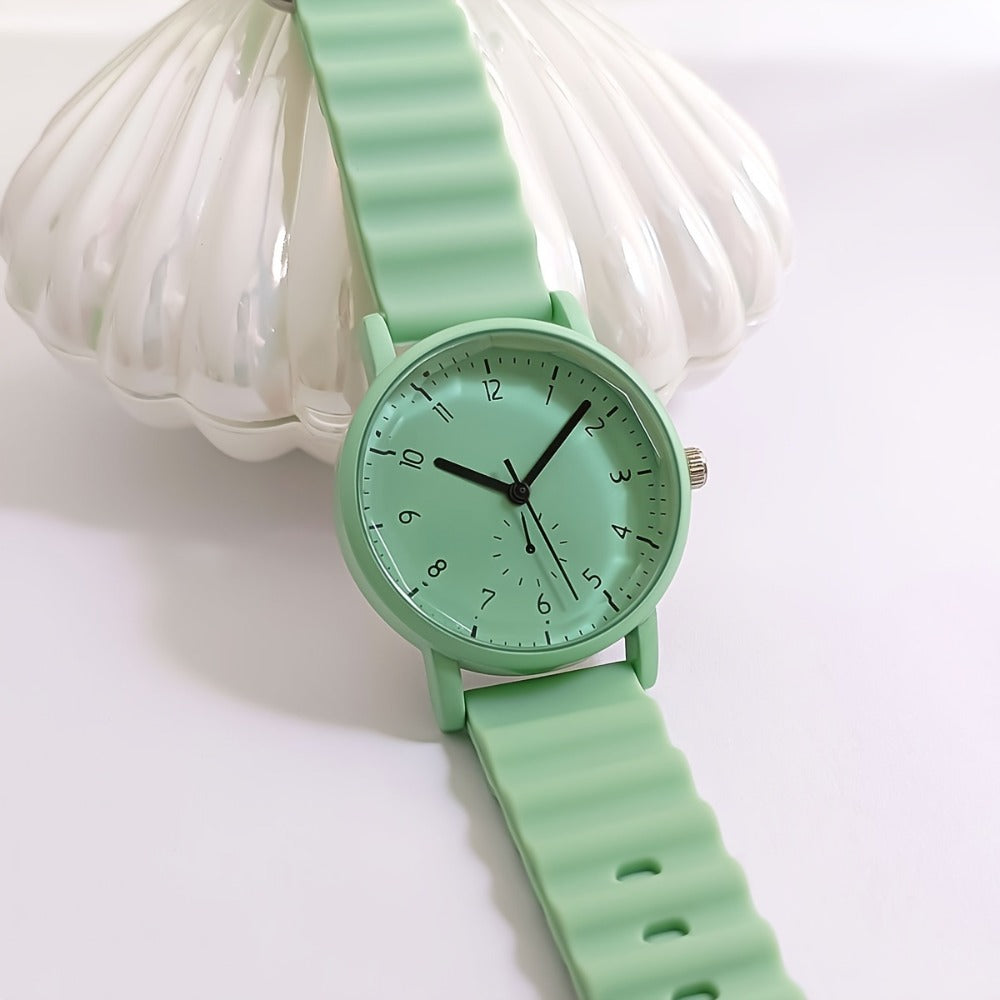 Women's Quartz Watch - Macaron Color Silicone Cute Casual Round Analog Fashion Wrist for Girls - product detail view 9