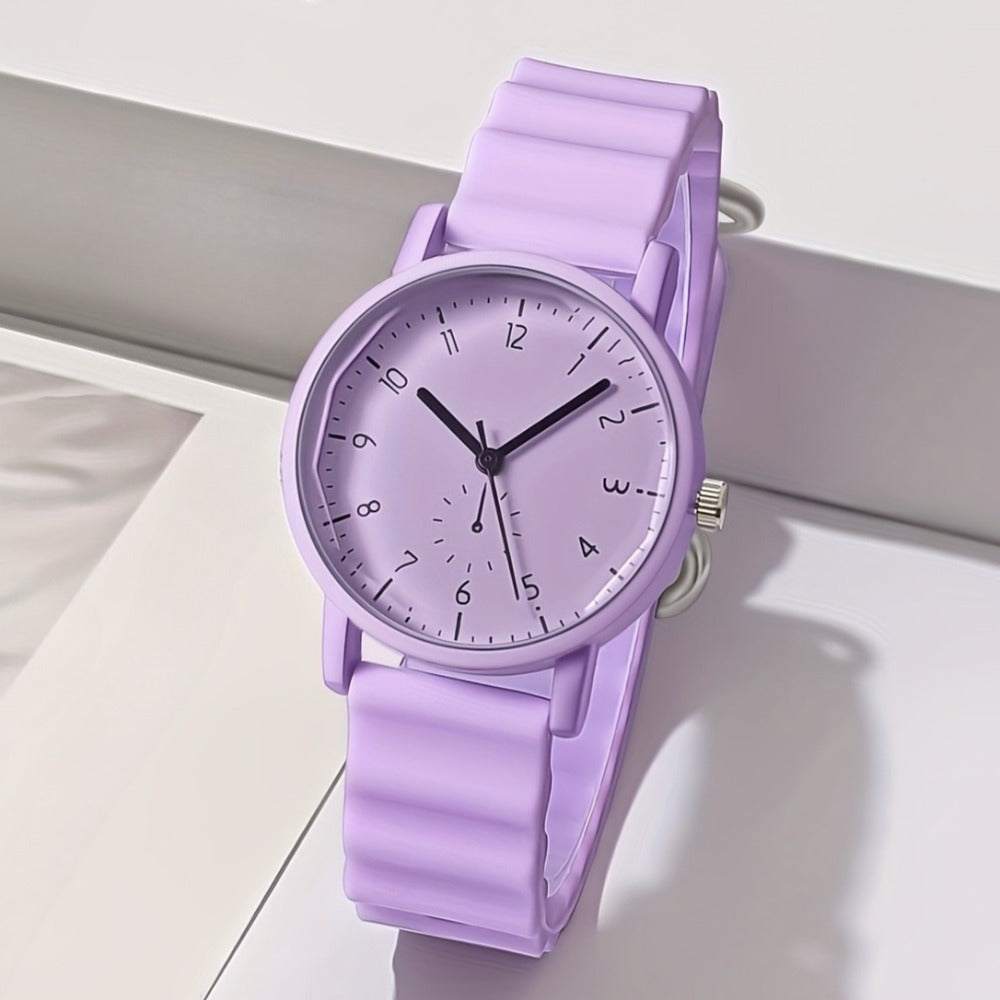 Women's Quartz Watch - Macaron Color Silicone Cute Casual Round Analog Fashion Wrist for Girls - product detail view 11