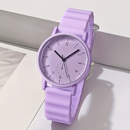 Women's Quartz Watch - Macaron Color Silicone Cute Casual Round Analog Fashion Wrist for Girls - product detail view 11