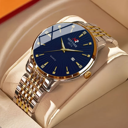 Men's Quartz Watch - Minimalist 's Stainless Steel Band Date Display Round Dial Business Casual - product detail view 8