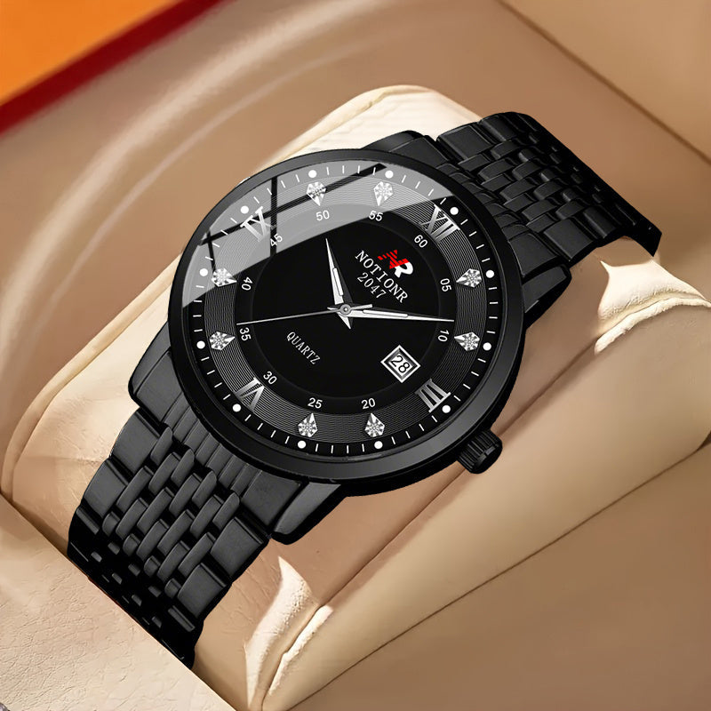 Men's Quartz Watch - Minimalist 's Stainless Steel Band Date Display Round Dial Business Casual - product detail view 13