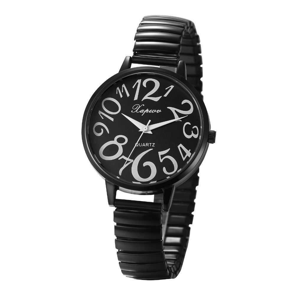 Women's Quartz Watch - Multi-Color 's Analog with Round Stretch Band - Large Arabic Numeral Dial - product detail view 3