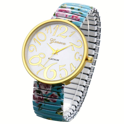 Women's Quartz Watch - Multi-Color 's Analog with Round Stretch Band - Large Arabic Numeral Dial - product detail view 23