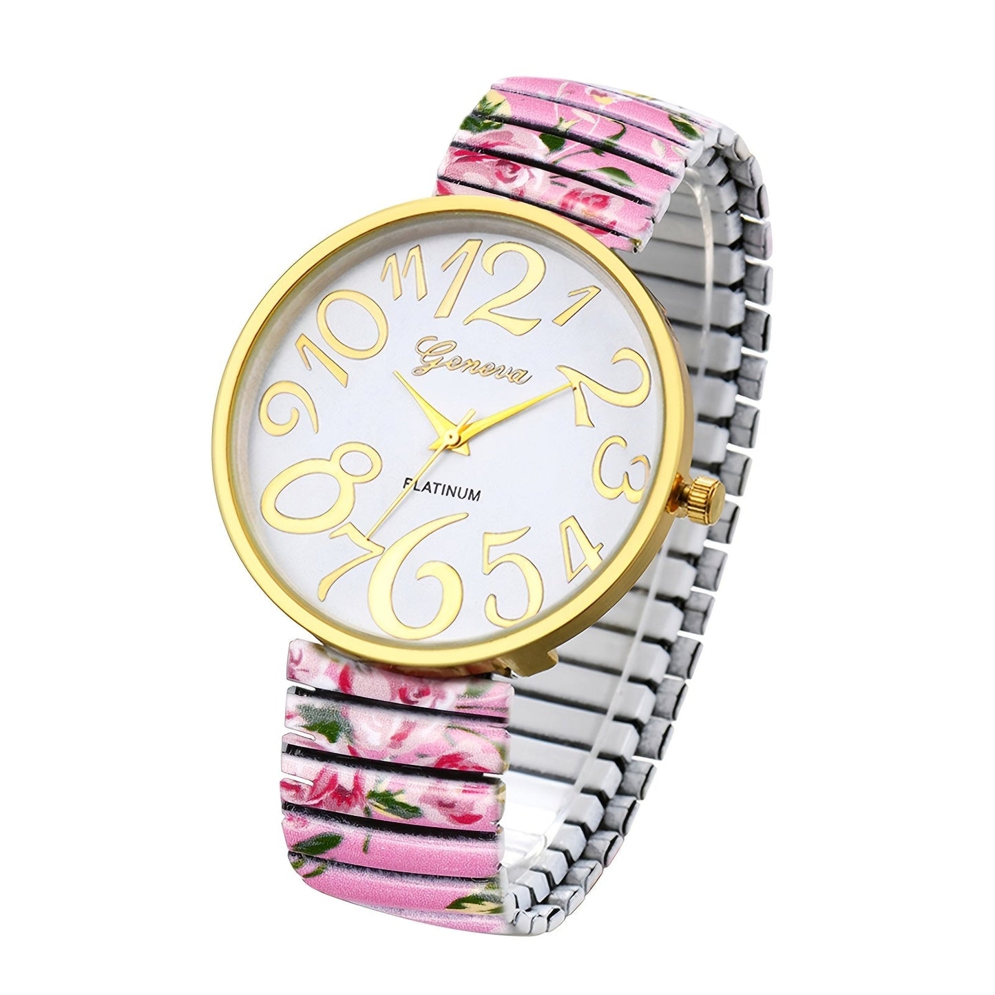 Women's Quartz Watch - Multi-Color 's Analog with Round Stretch Band - Large Arabic Numeral Dial - product detail view 24