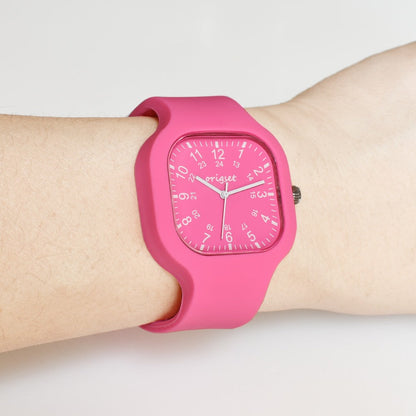 Women's Quartz Watch - Nurse for Hot Pink Origset Square Analog Wristwatch, 24-Hour Dial - product detail view 6