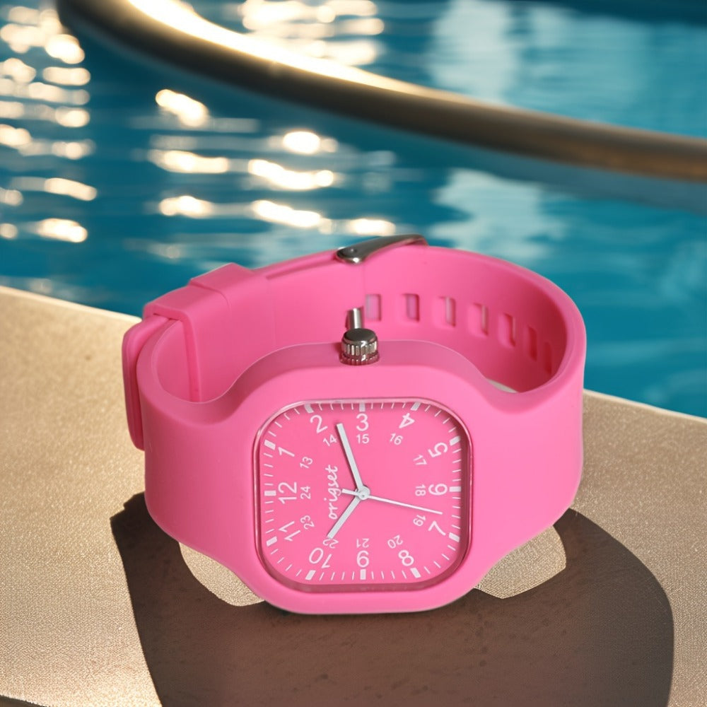 Women's Quartz Watch - Nurse for Hot Pink Origset Square Analog Wristwatch, 24-Hour Dial - product detail view 8